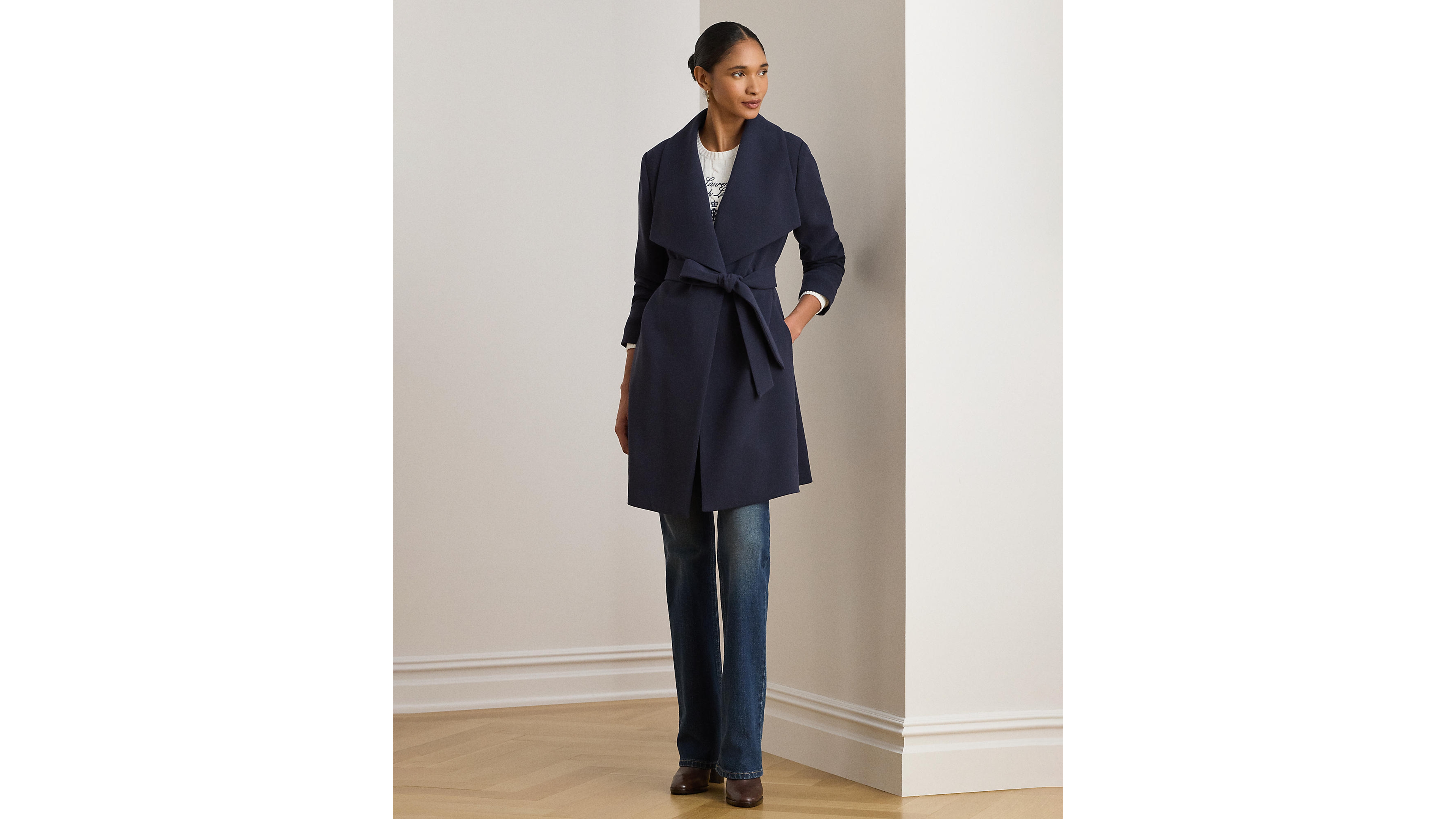 Lauren Ralph Lauren Women's Belted Wing Collar Trench Coat