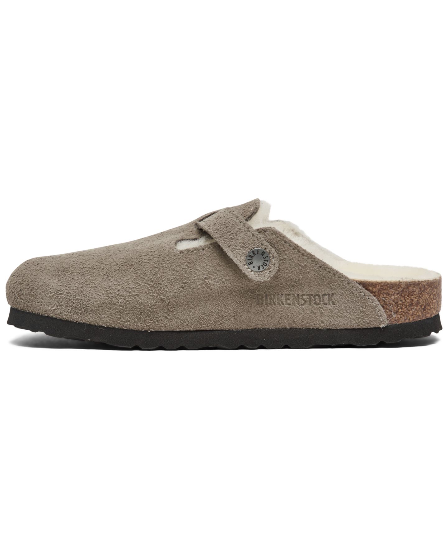 Женские сабо Birkenstock Boston Shearling Suede Leather, цвет: Серо-бежевый — фото 3