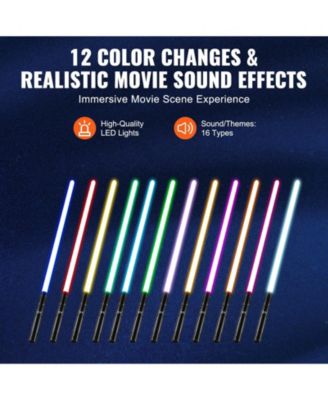 Black Light Up Sword with 12 RGB Colors & Mute Mode, Rechargeable