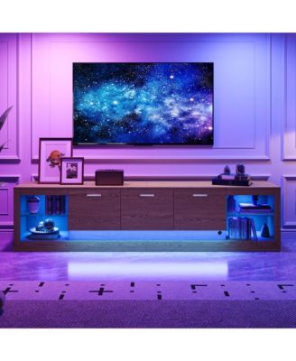 78" Modern TV Stand for 90" TVs, Entertainment Center with 6 Cabinets & 2 Open Shelves