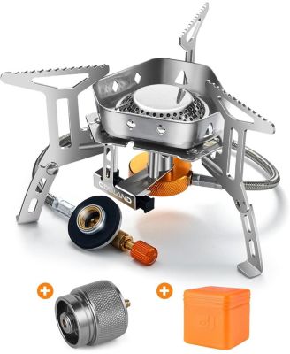 3500W Windproof Portable Camping Gas Stove with Piezo Ignition and Fuel Canister Adapter