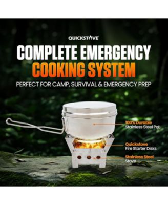 Portable Stove Kit with Camping Pot & 2 Fire Starters, Lightweight Stainless Steel Wood Burning Stove