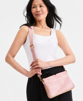 Stud Nubuck Double Compartment Crossbody