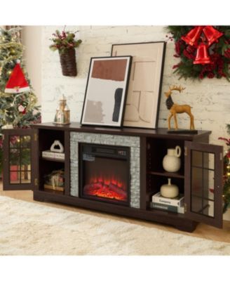 2-Door Storage cabinet with Electric Fireplace Console Cabinet