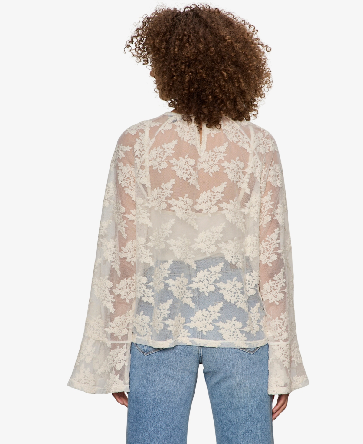 Sanctuary Women's Boho Lace Crew Neck Top