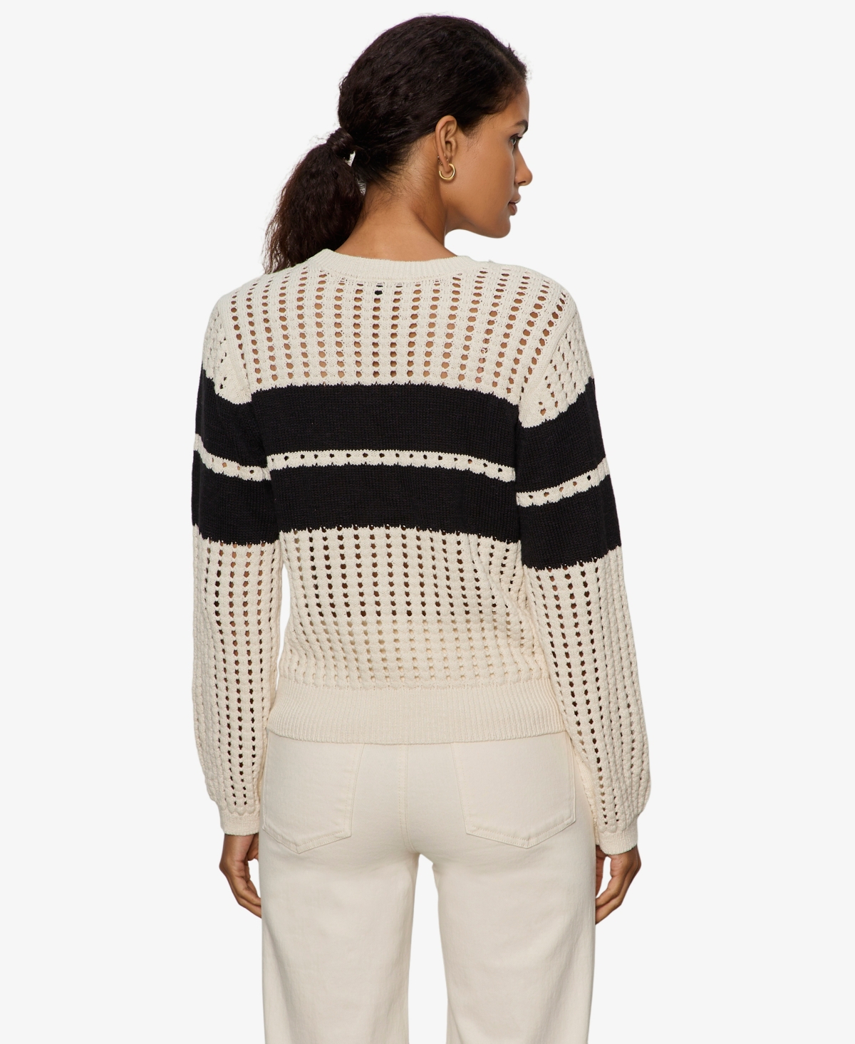 Sanctuary Women's Sporty Openwork Popover Crew Neck Sweater