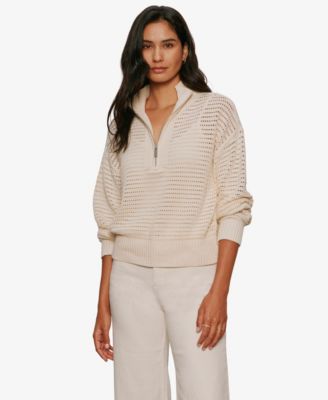 Women's Open Knit Quarter-Zip Sweater