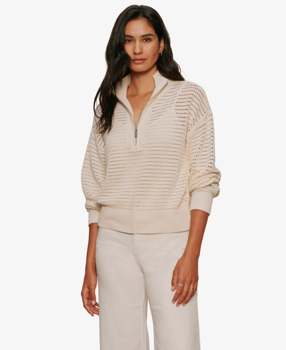 Sanctuary Women's Open Knit Quarter-Zip Sweater