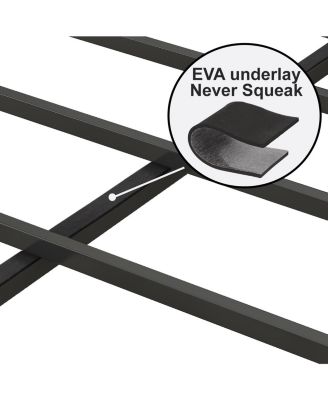 Full Size Bed Frame with Charging Station Upholstered Headboard Metal Platform Grey