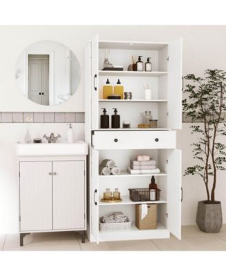 72" Tall Kitchen Pantry Modern Farmhouse Cupboard Cabinet with 4 Barn Doors