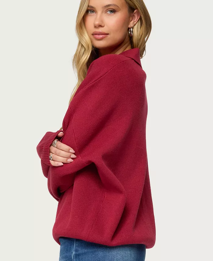 Women's Lorie Oversized Knit Polo Sweater - thumbnail 7