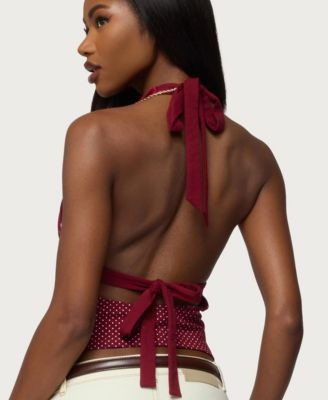 Womens Ginny Mixed Polka Dot Halter Top