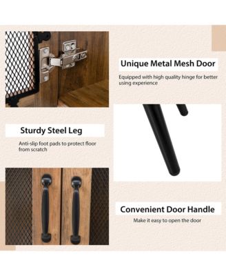 2-Door Kitchen Storage Bar Cabinet Buffet Sideboard w/ Wine Rack & Glass Holder