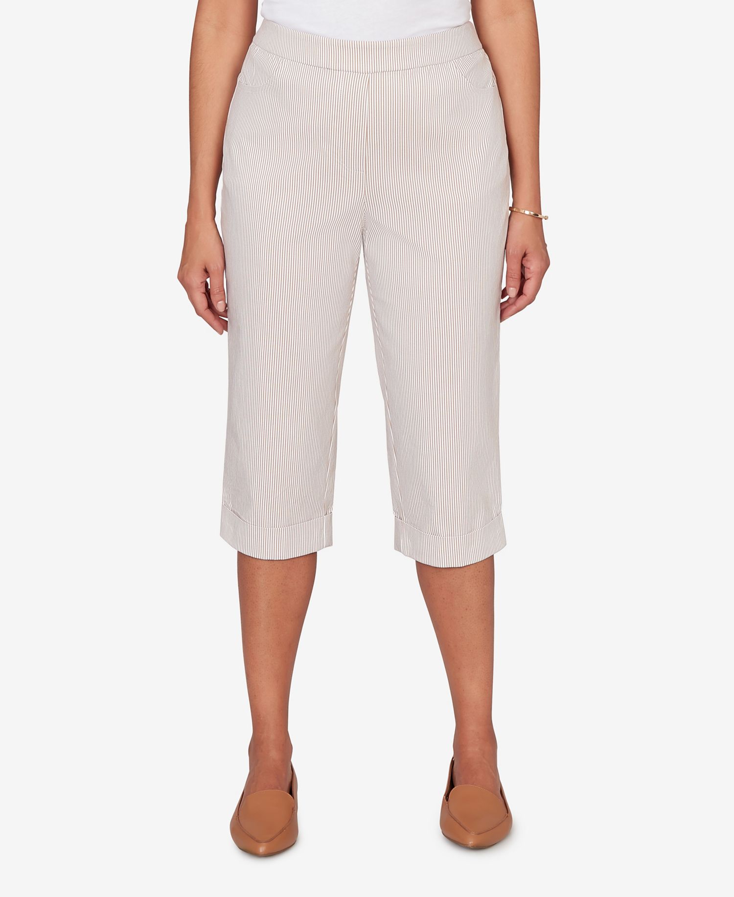 Petite Classic Stretch Stripe Clamdigger Capri Pants