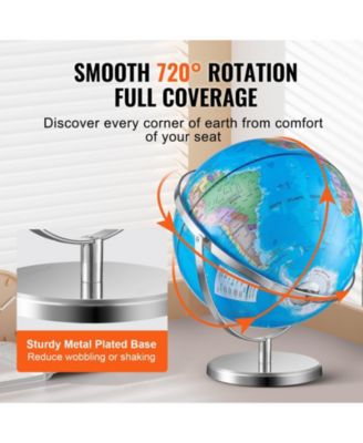 Illuminated World Globe 13" LED Light-Up Map Globe 720° Spinning