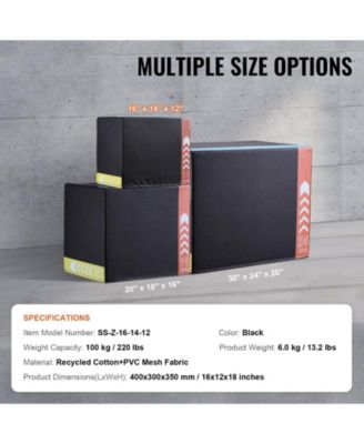 3-in-1 Plyo Jump Box 16/14/12" Soft Cotton Agility Training Box