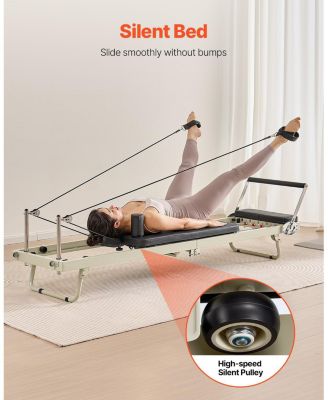 Foldable Pilates Reformer Home Gym Workout Machine with Dual Resistance 400 LB