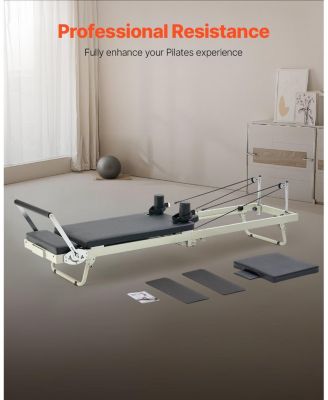 Foldable Pilates Reformer Home Gym Workout Machine with Dual Resistance 400 LB