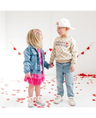 Baby Boys Heartbreaker Checkered Valentine's Day Sweatshirt