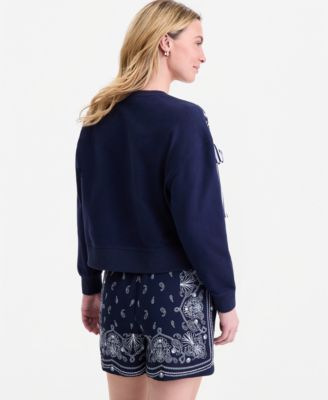 Women's Lace-Up Shoulder Sweatshirt