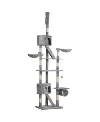 Floor-to-Ceiling Cat Tree with Condos, Hammocks & Toys, Adjustable up to 102"