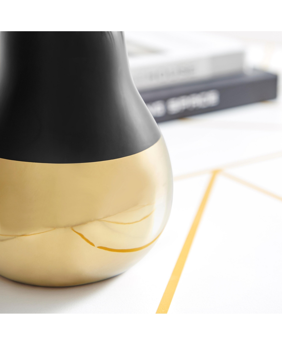 Danya B Vost Dipped Fruit Ceramic Sculpture Set of 2 - Black/Gold