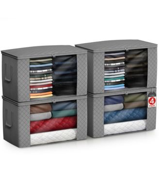 Foldable Storage Bag Organizers, Large Clear Window & Carry Handles, Great for Clothes, Blankets and Closets
