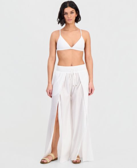 Женские брюки Dotti Smocked-Waist Cover-Up, цвет: Белый