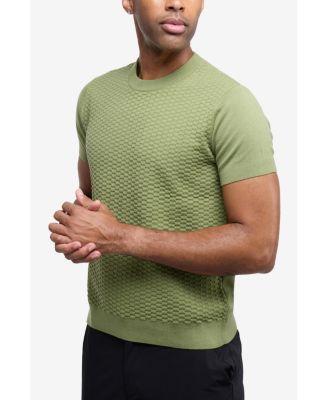 X RAY Men's Crew Rib Neck Checkered Sweater