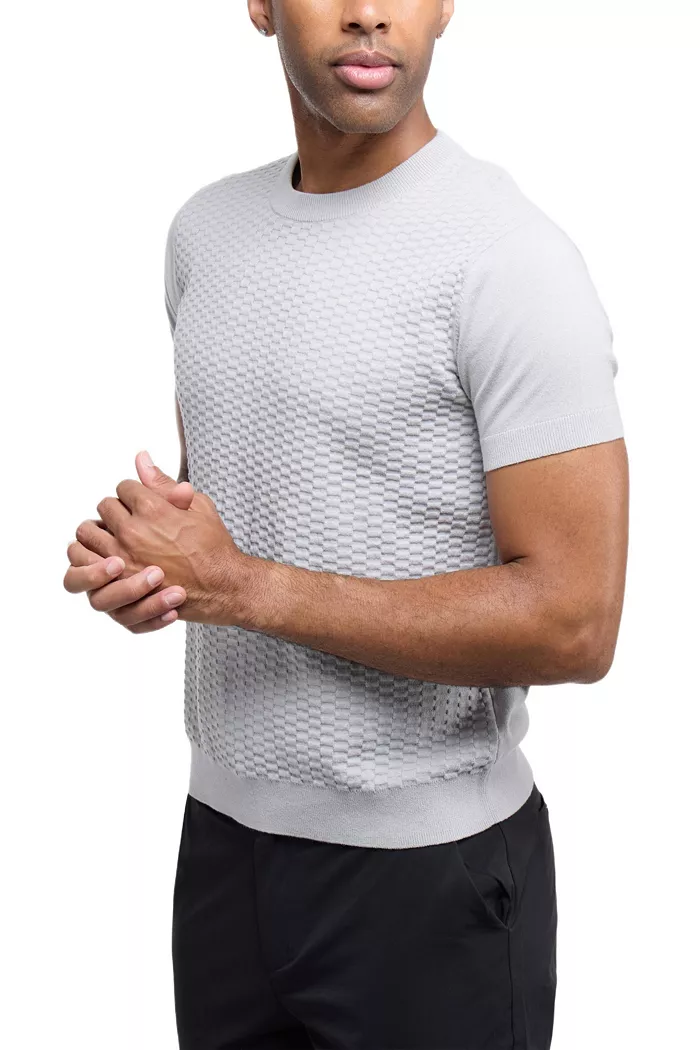 X RAY Men's Crew Rib Neck Checkered Sweater - thumbnail 3
