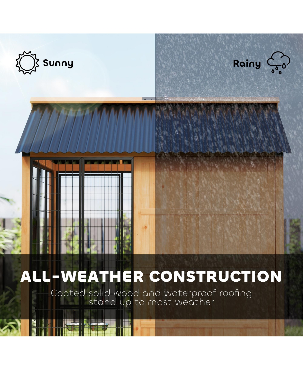 PawHut Extra Large Dog House with Storage Cabinet, Bowls, Light