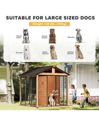 Extra Large Dog House with Storage Cabinet, Bowls, Light