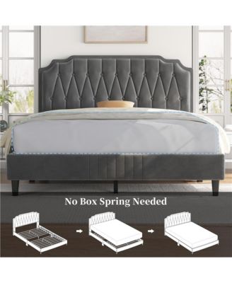 Upholstered Bed Frame with Wooden Slat Support