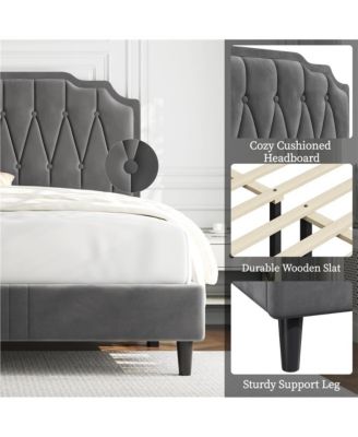 Upholstered Bed Frame with Wooden Slat Support