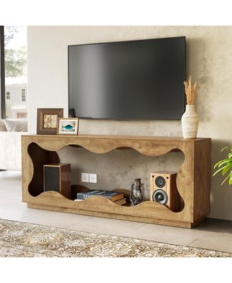 TV Stand for 32-65 Inch TVs, Media Console with Wavy Design & Open Storage, Entertainment Center for Living Room, Bedroom, Apartment