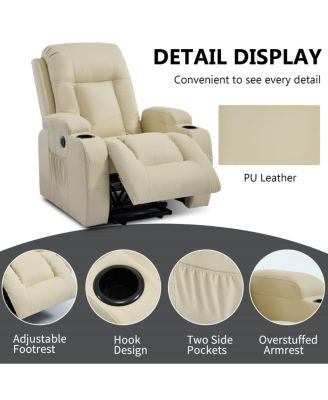 Faux Leather Power Lift Recliner for Elderly with Massage & Heat, Infinite Position Chair with USB, Cup Holders, Heavy-Duty Base