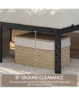 Metal Platform Bed Frame with Heavy Duty Steel Slat Support / Non-slip Mattress Foundation / No Box Spring Needed