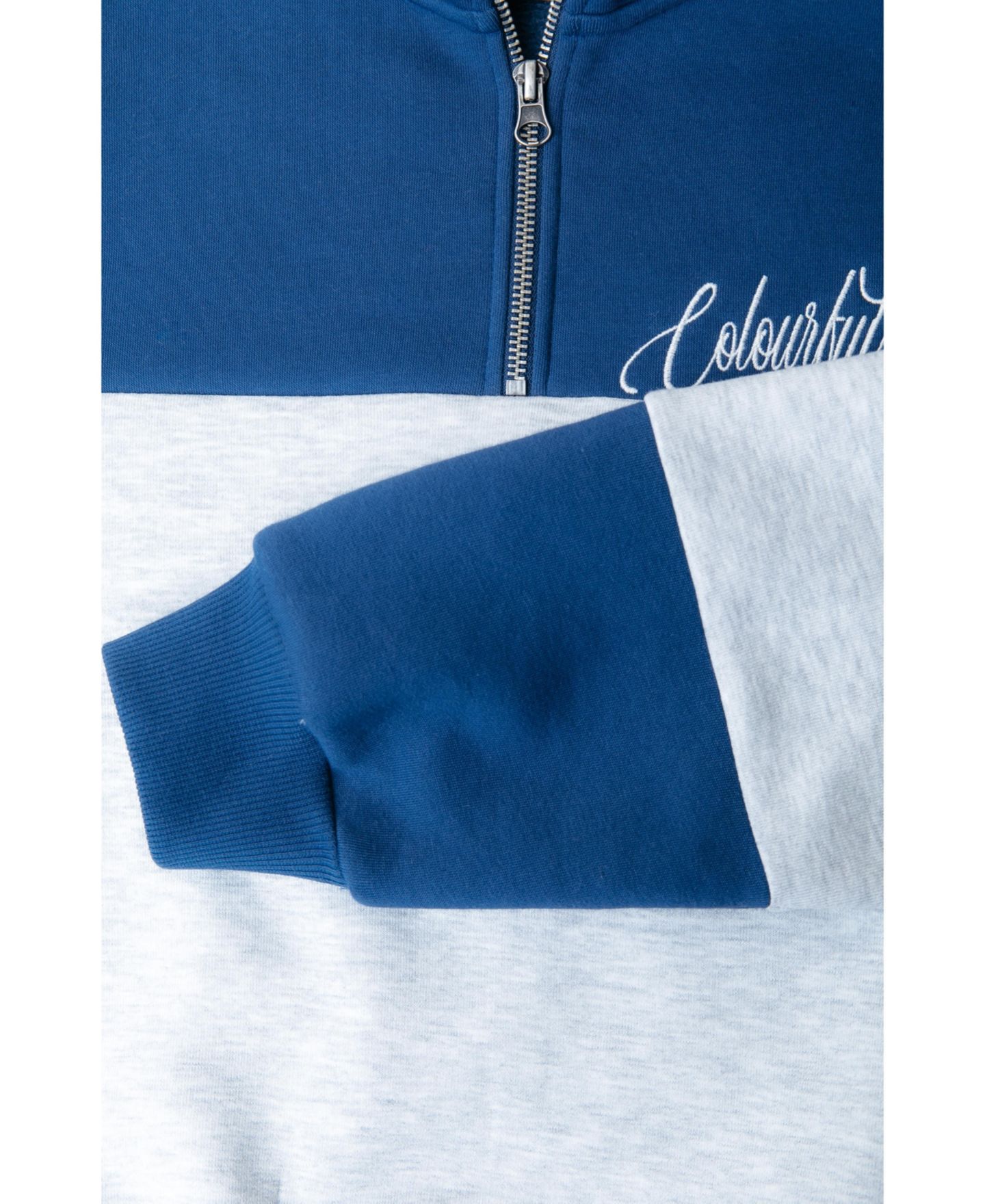 Женский топ Colourful Rebel Colourblock Zip Sweat, цвет: Синий — фото 5