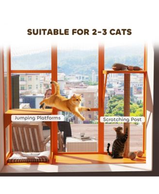 Catio Outdoor, Window Catio for 2-3 Cats, for Playing Sunbathing