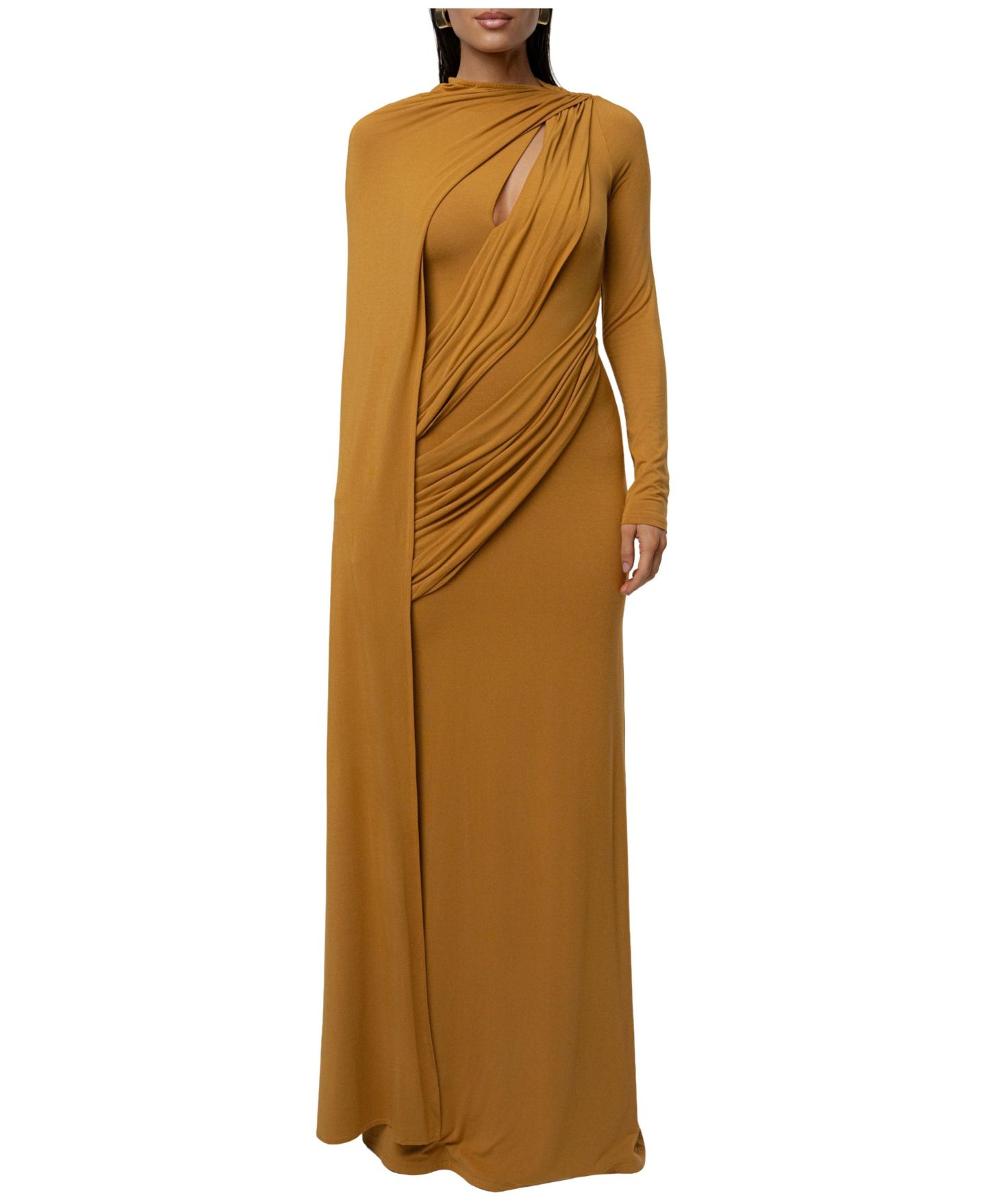 Женское платье JLUXLABEL Draped Elegance Cape, цвет: Золотой — фото 1