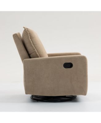 Short Plush Armchair Sofa Manual Button Recliner Chair, Camel