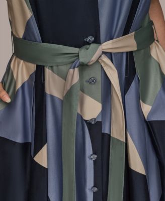 Plus Size Printed Collared Shirt Dress