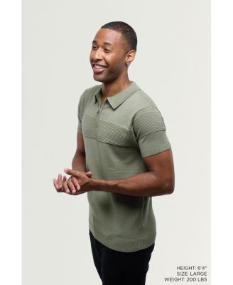 Men's SPRING + MERCER Ottoman Texture Short Sleeves Polo Sweater