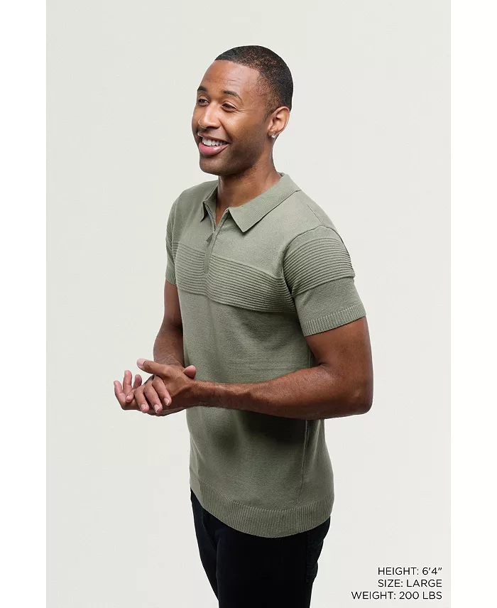 Men's SPRING + MERCER Ottoman Texture Short Sleeves Polo Sweater - thumbnail 6