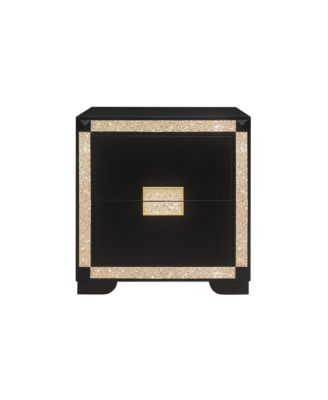 2-Drawer Nightstand with Faux Crystal Accents Bedside Table For Bedroom