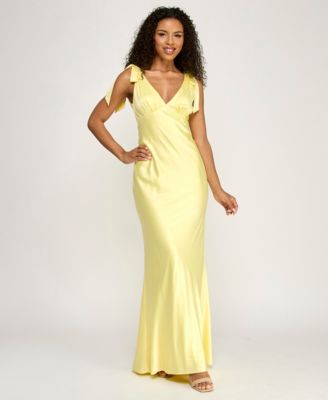 Juniors' Sleeveless Satin Maxi Dress
