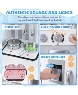 Pretend Play Kitchen for Kids with Real Sounds and Lights