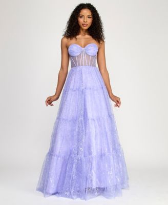 Women's Strapless Sweetheart Neck Illusion Gown