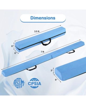 7 FT Folding Balance Beam with Removable Suede Cover and Non-slip Bottom-Navy