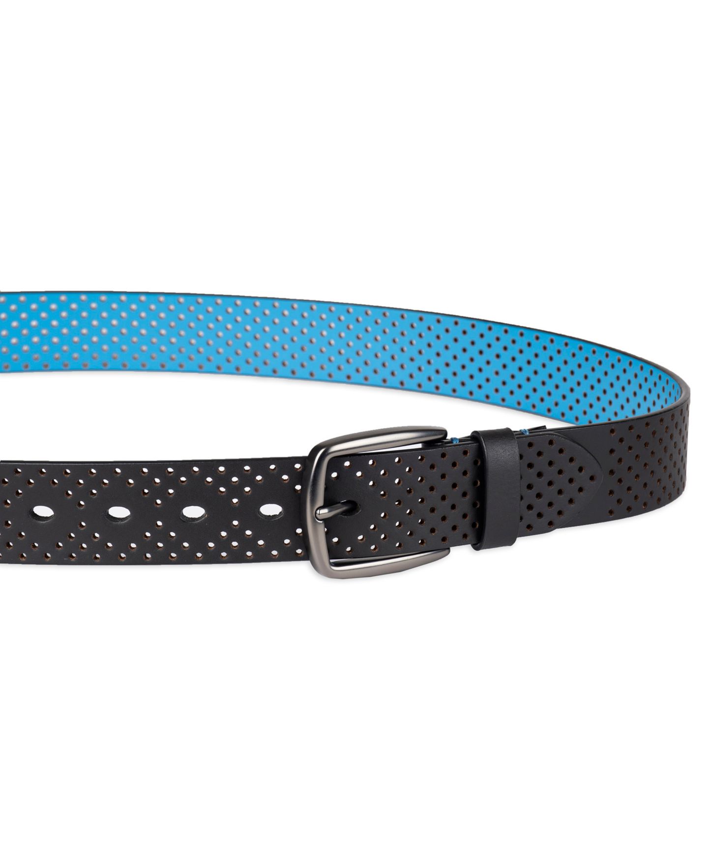 Мужской ремень Tommy Bahama Perforated Casual Leather Belt, цвет: Чёрный — фото 3